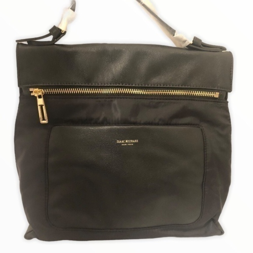 Isaac mizrahi ny black nylon messenger bag NWT